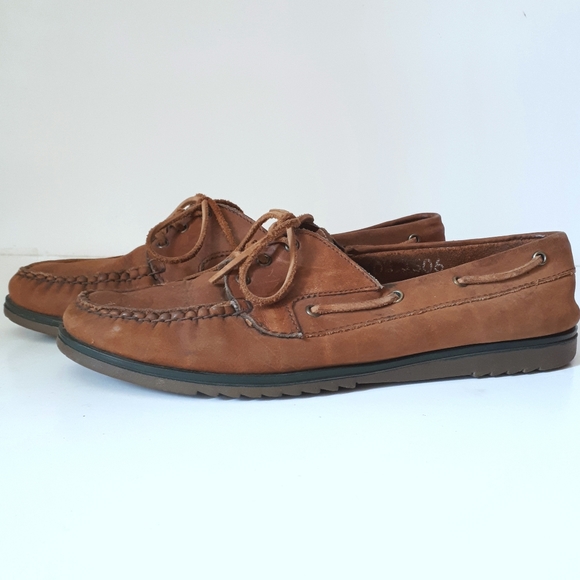 Maine Woods Leather High Cut Laced Boat Shoes 10 - Picture 2 of 11